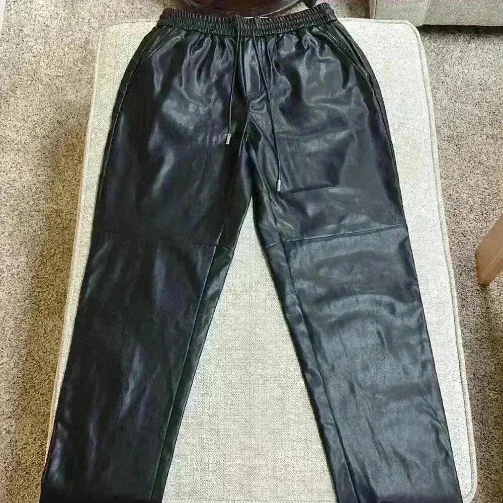 Mango Relaxed Fit Faux Leather Trousers - Picture 3 of 7